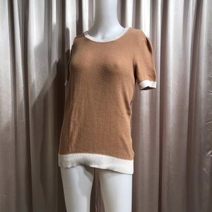 Tommy Hilfiger Sweater Blouse Short Sleeves Tan